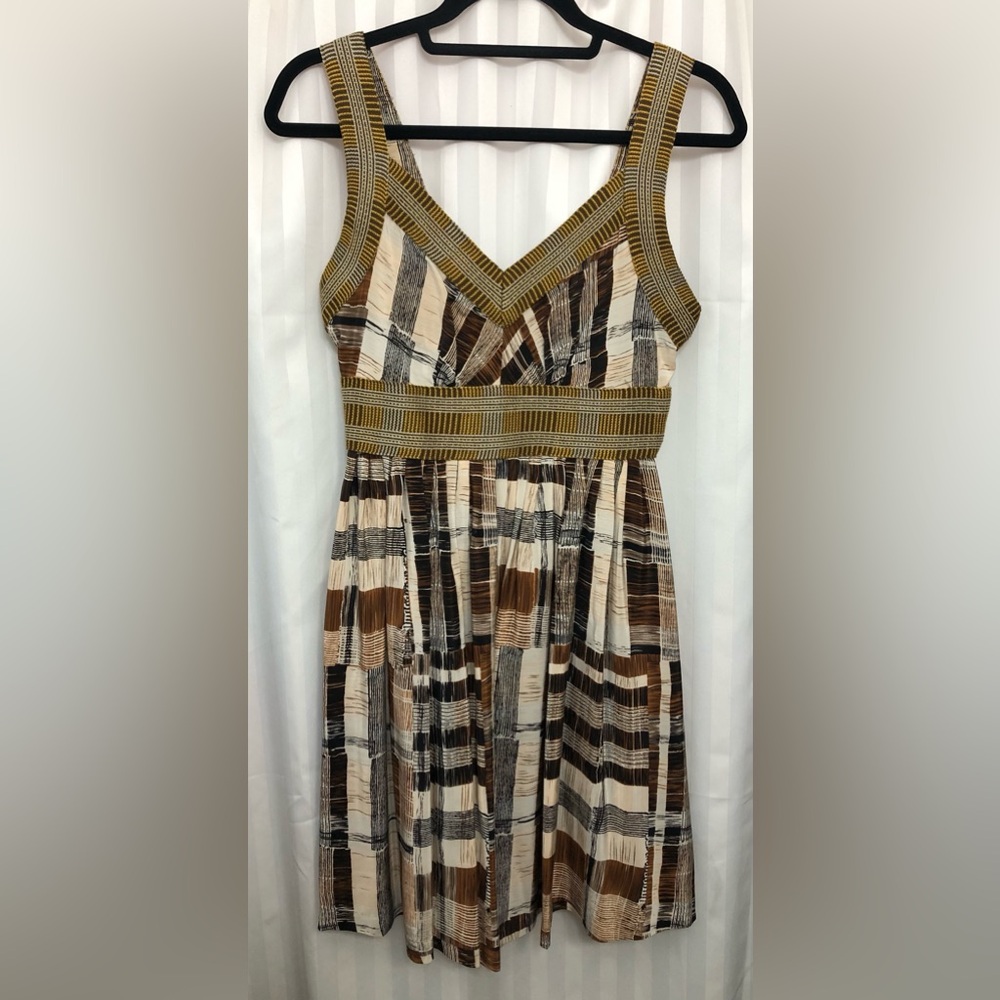 Anthropologie Plenty by Tracy Reese Brown and Cream Plaid Dress